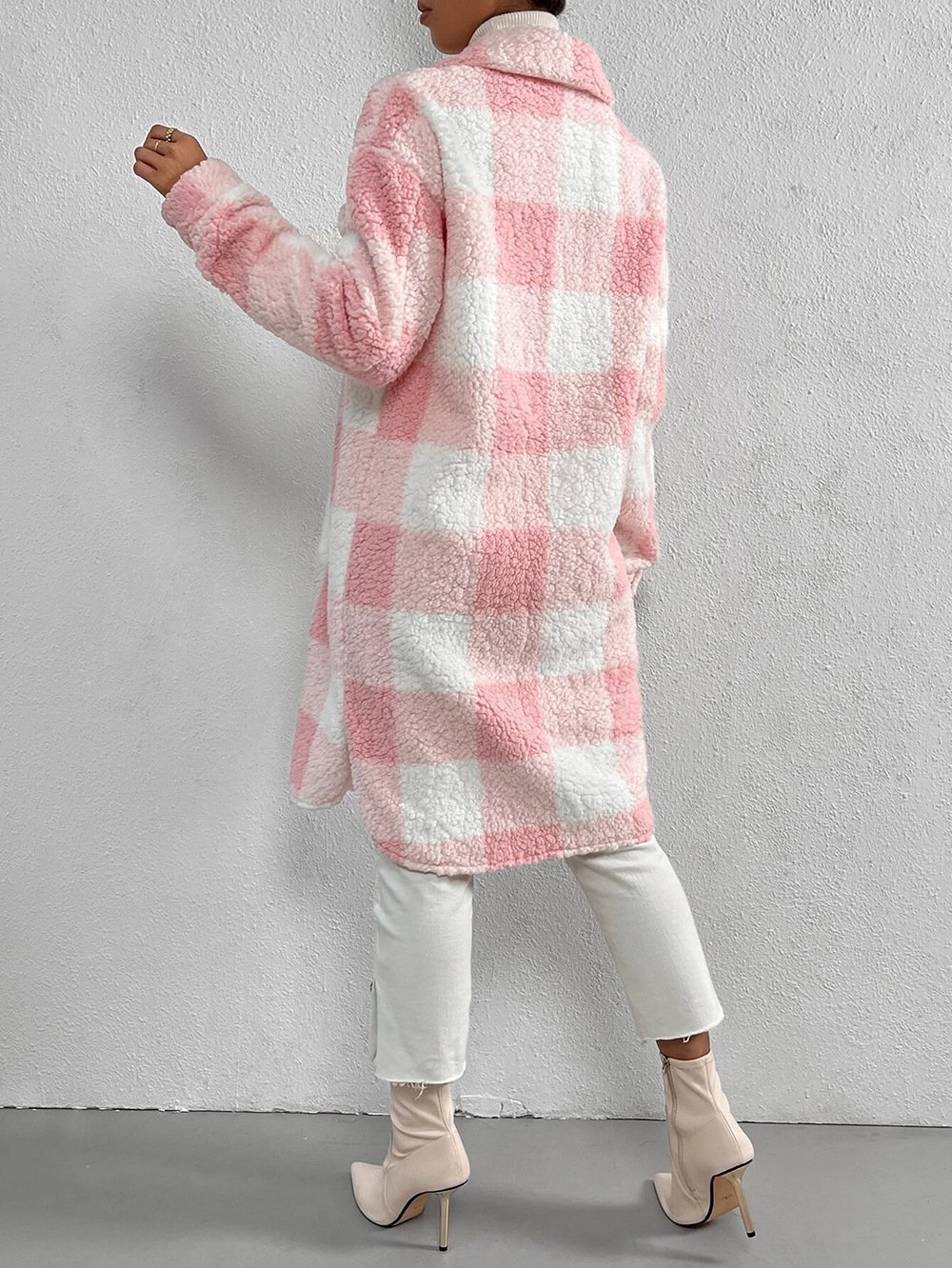 Damen Winter Oberbekleidung Lässig Print Kariert Langarm Schalkragen Jacke