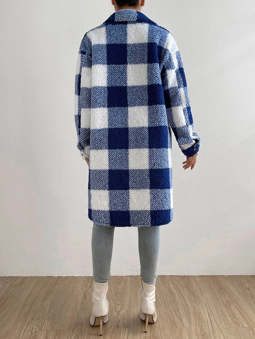 Damen Winter Oberbekleidung Lässig Print Kariert Langarm Schalkragen Jacke