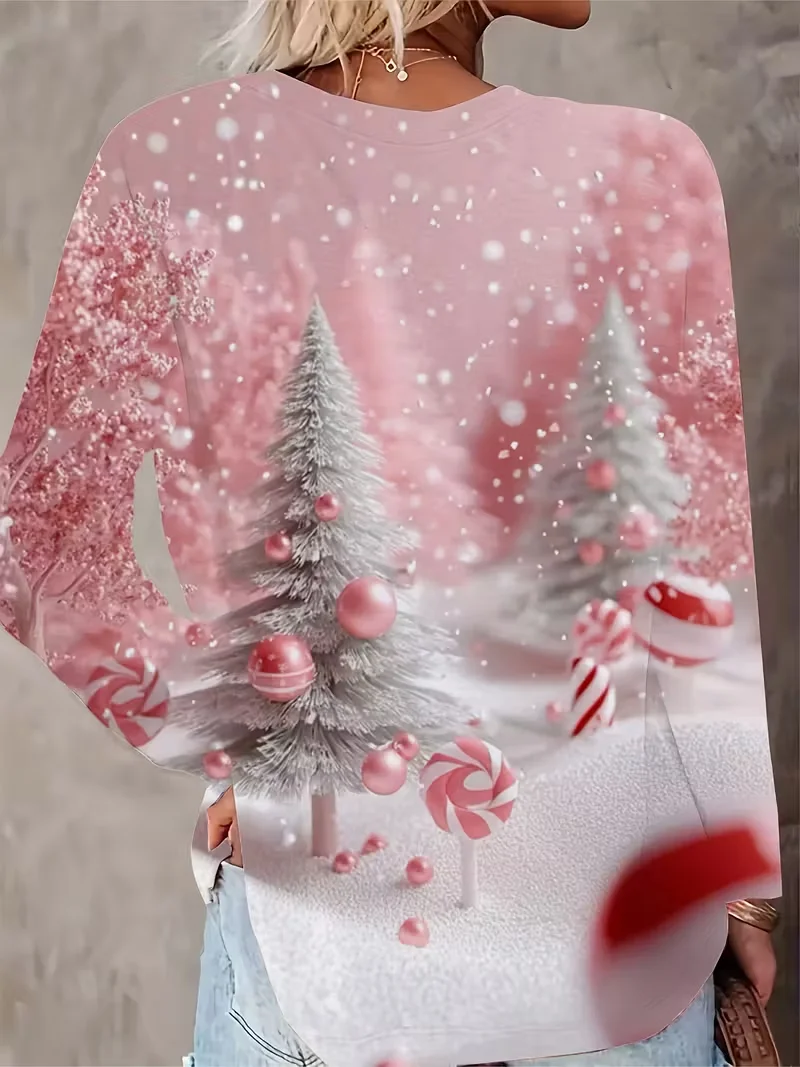 Lässig Weihnachten V-Ausschnitt Langarm T-Shirt