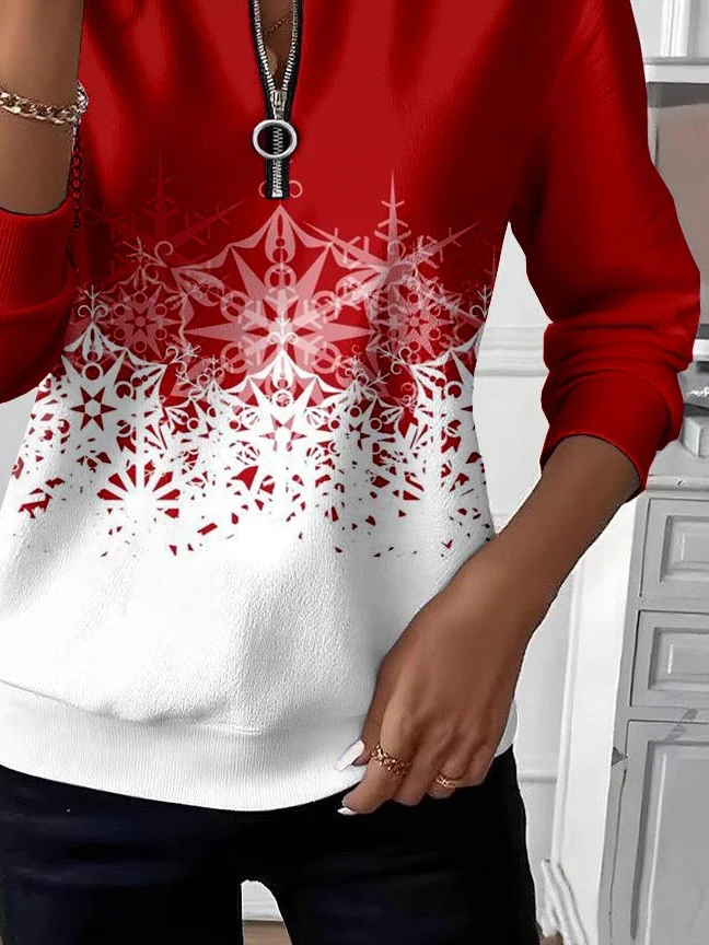 Lässig Rundhals Weihnachten Sweatshirt Print