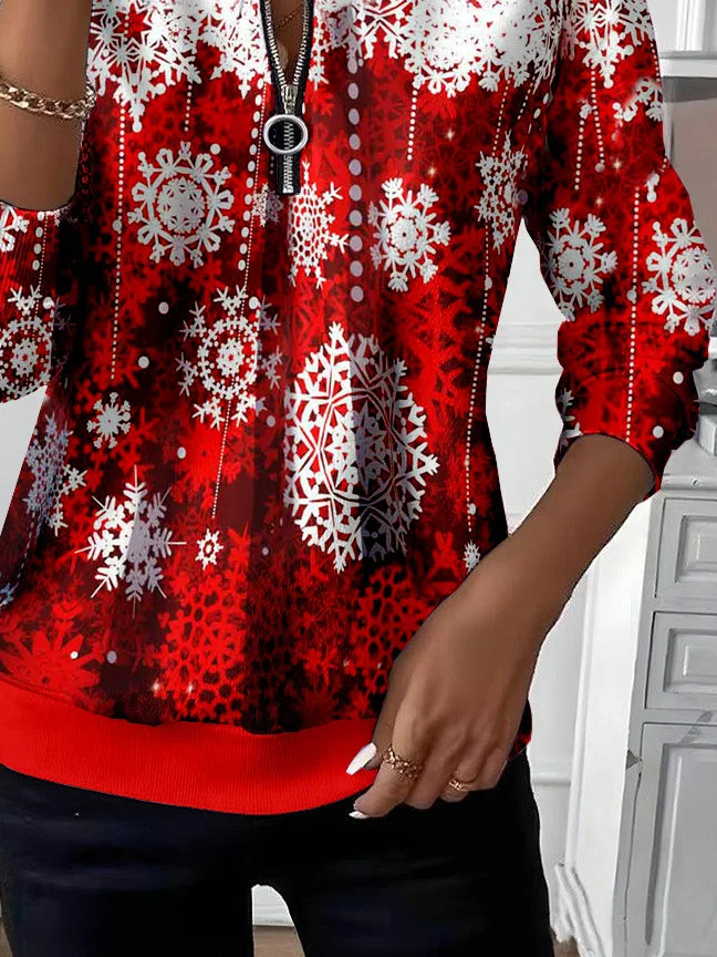 Lässig Rundhals Weihnachten Sweatshirt Print
