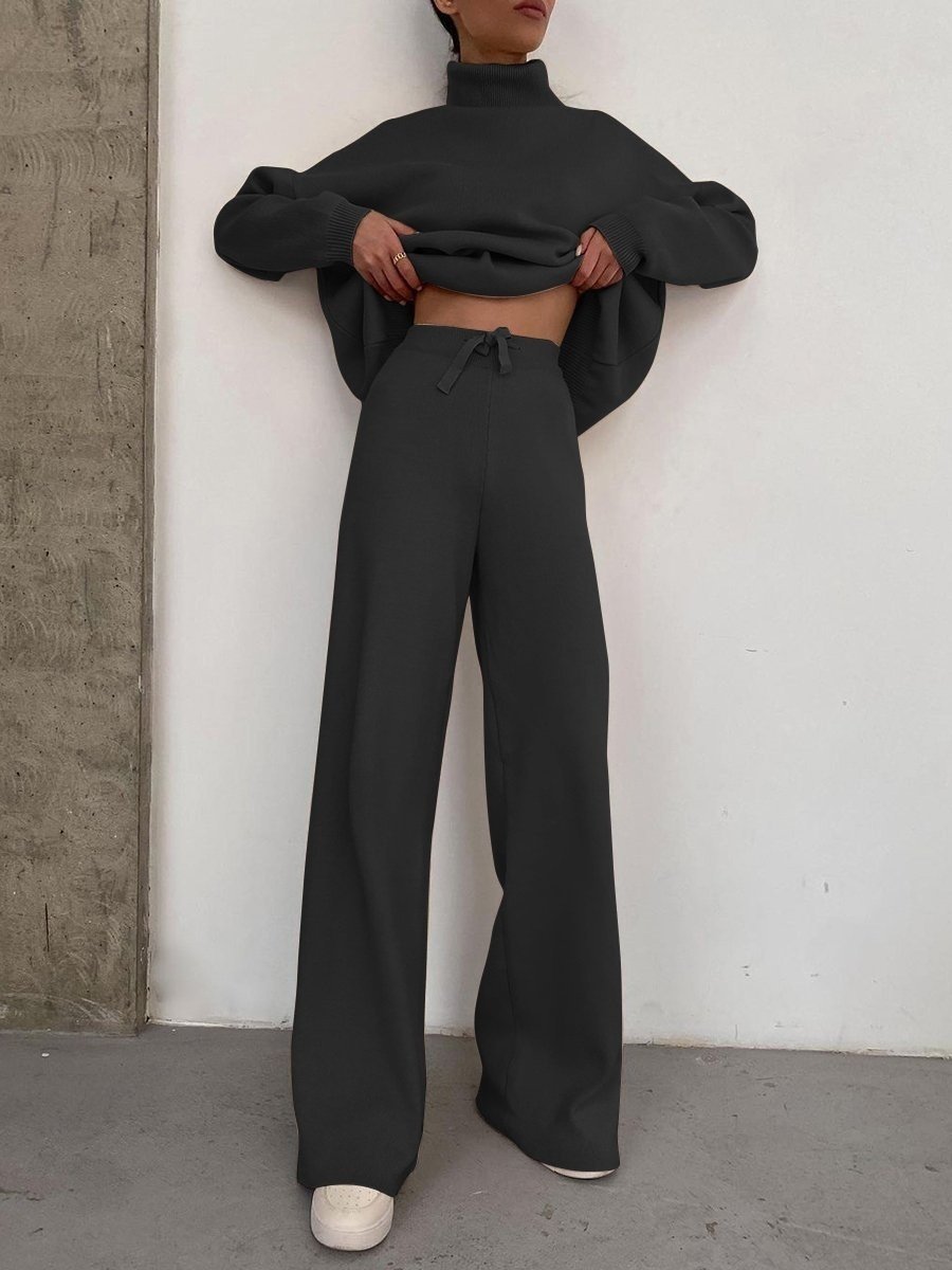 Damen Unifarben Schnürung Zweiteiliges Set Täglich Langarm Lässig Frühling/Herbst Bluse mit Hose Matching Set