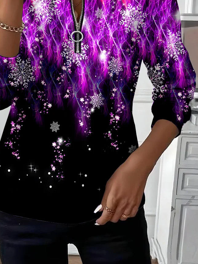 Lässig Rundhals Weihnachten Sweatshirt Print