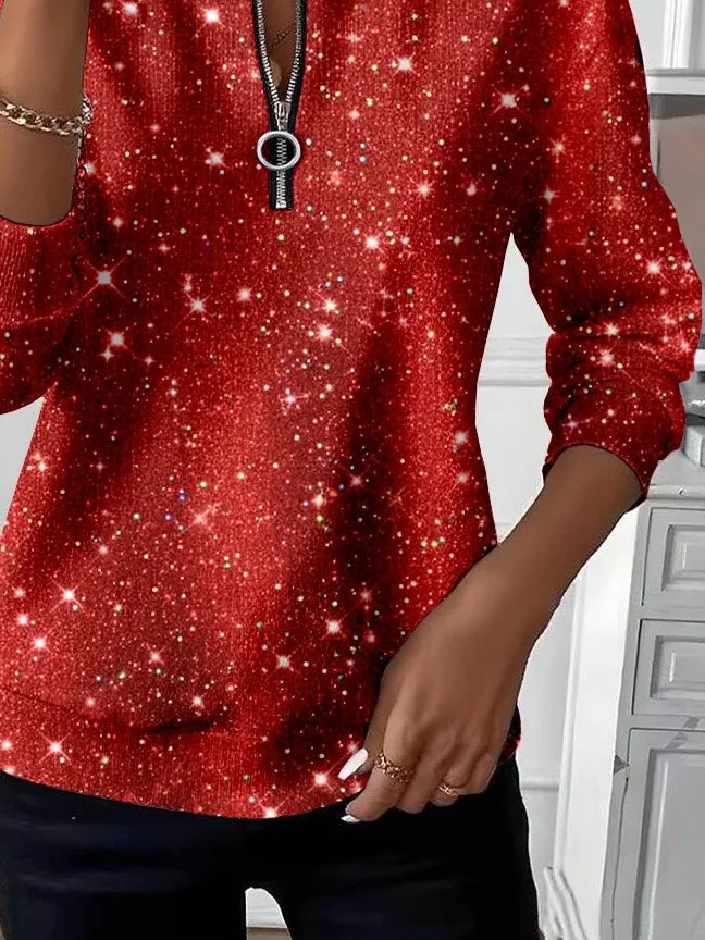 Lässig Rundhals Weihnachten Sweatshirt Print