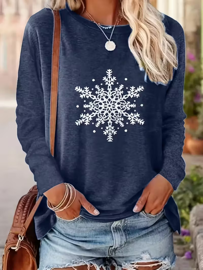 Lässig Weihnachten Rundhals Langarm T-Shirt