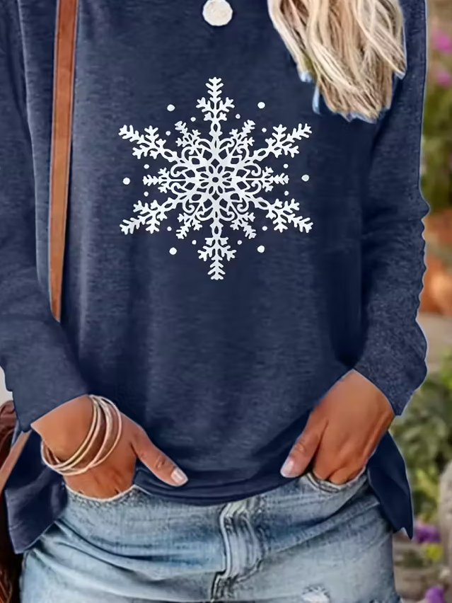 Lässig Weihnachten Rundhals Langarm T-Shirt