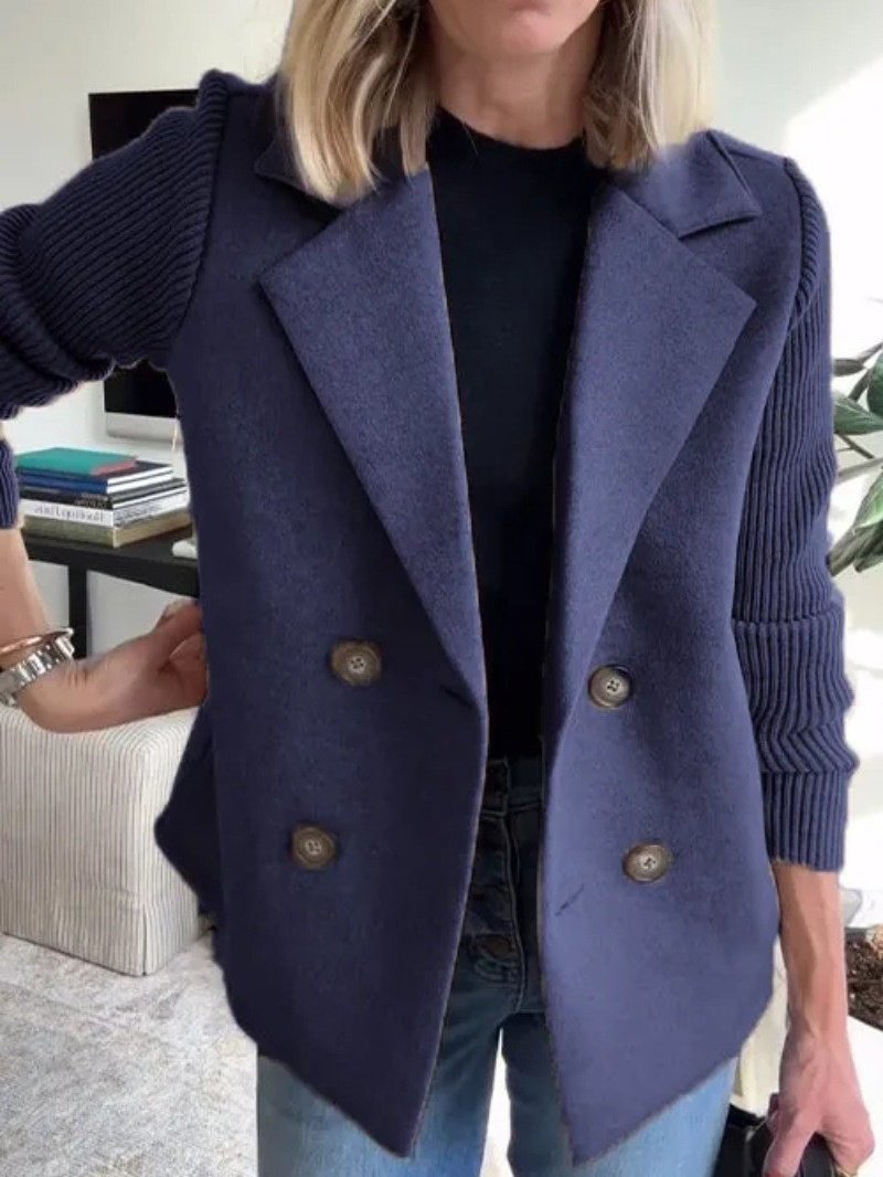 Damen Winter Oberbekleidung Lässig Nahtverarbeitung Unifarben Langarm Schalkragen Jacke