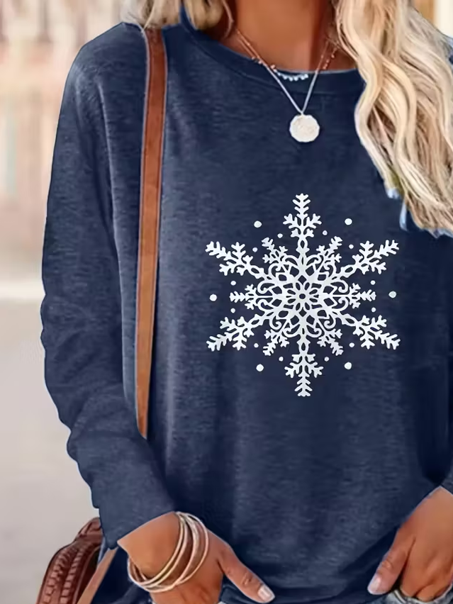 Lässig Weihnachten Rundhals Langarm T-Shirt