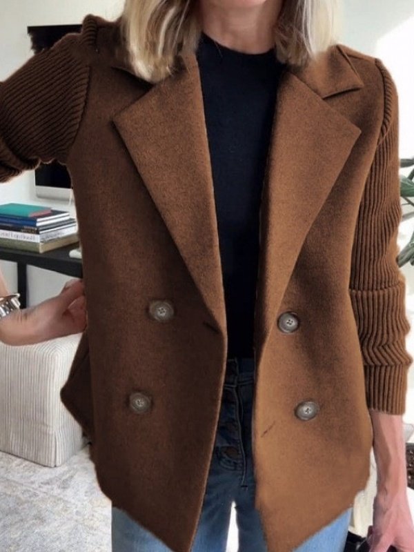 Damen Winter Oberbekleidung Lässig Nahtverarbeitung Unifarben Langarm Schalkragen Jacke