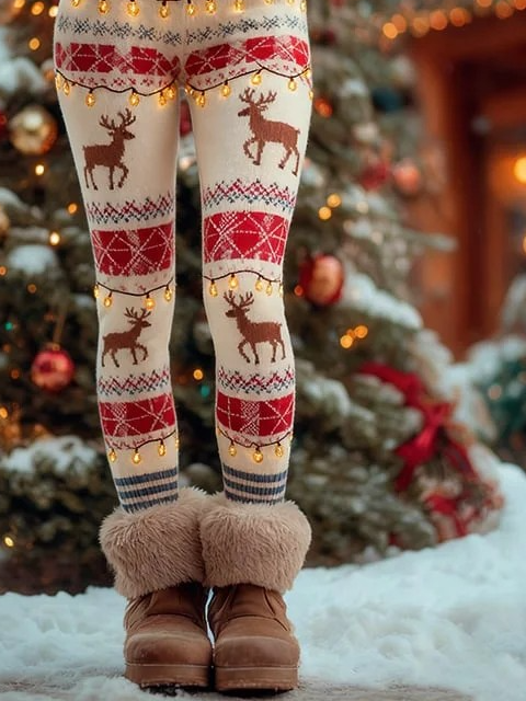 Damen Weihnachten Retro Frühling/Herbst Knöchelhose Leggings