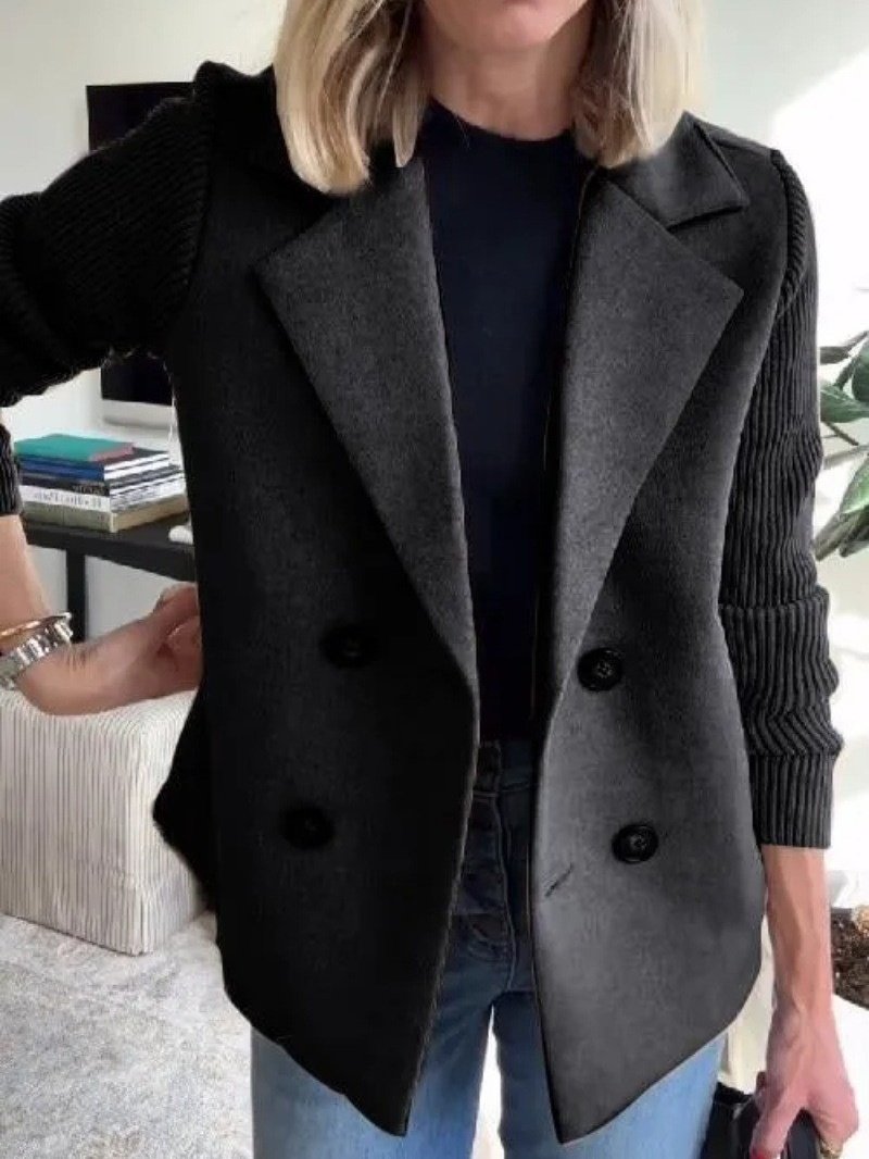 Damen Winter Oberbekleidung Lässig Nahtverarbeitung Unifarben Langarm Schalkragen Jacke