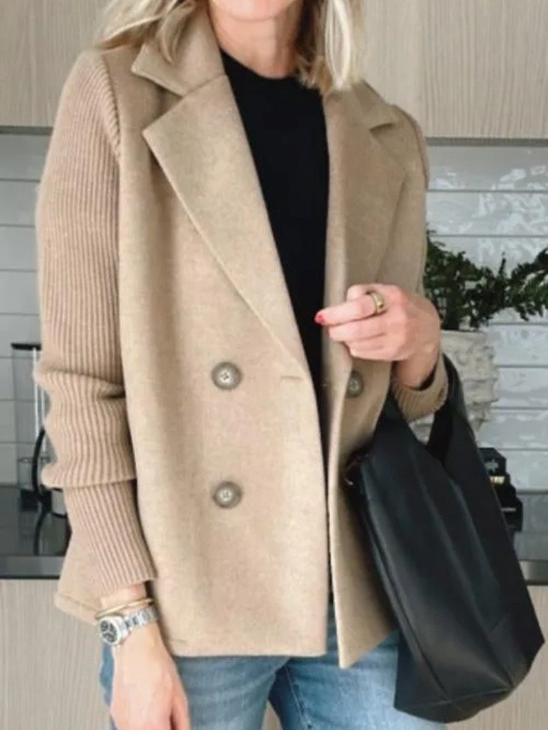 Damen Winter Oberbekleidung Lässig Nahtverarbeitung Unifarben Langarm Schalkragen Jacke