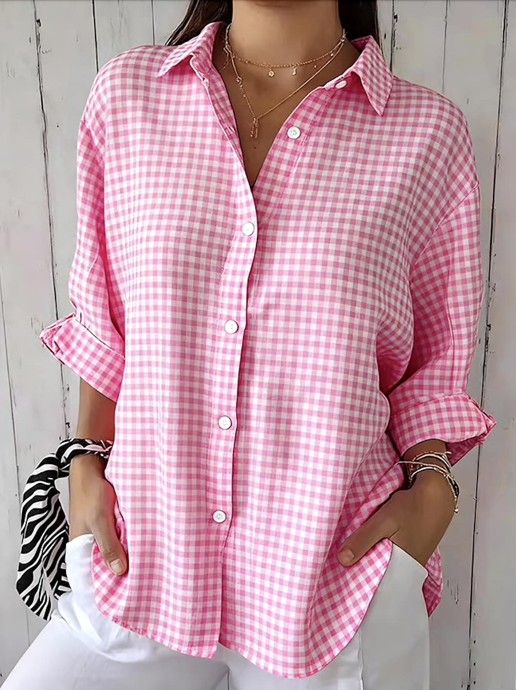 V-Ausschnitt Langarm Geometrisch Regelmäßig Mikroelastizität Regelmäßige Passform Bluse für Damen