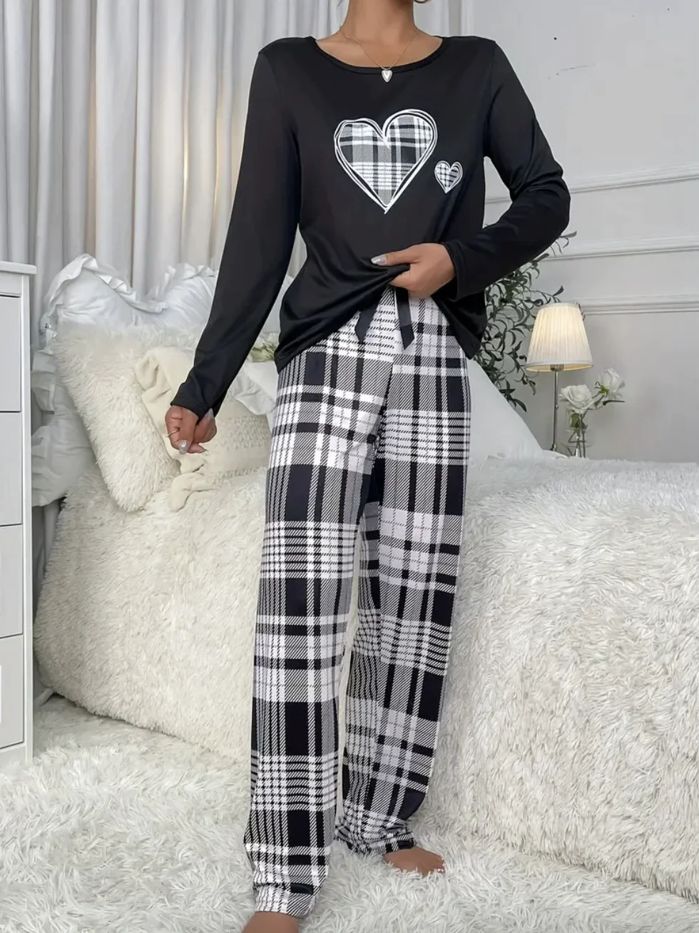 Damen Geometrisch Zweiteiliges Set Täglich Langarm Lässig Frühling/Herbst Bluse mit Hose Matching Set