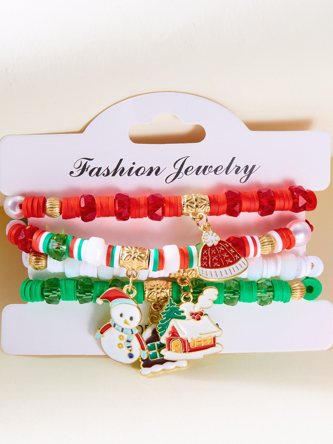 Weihnachten Polymer-Ton Armband Weihnachten Bunt Weihnachtsmann Schneeflocke Schneemann Armband Weihnachten Armband Set