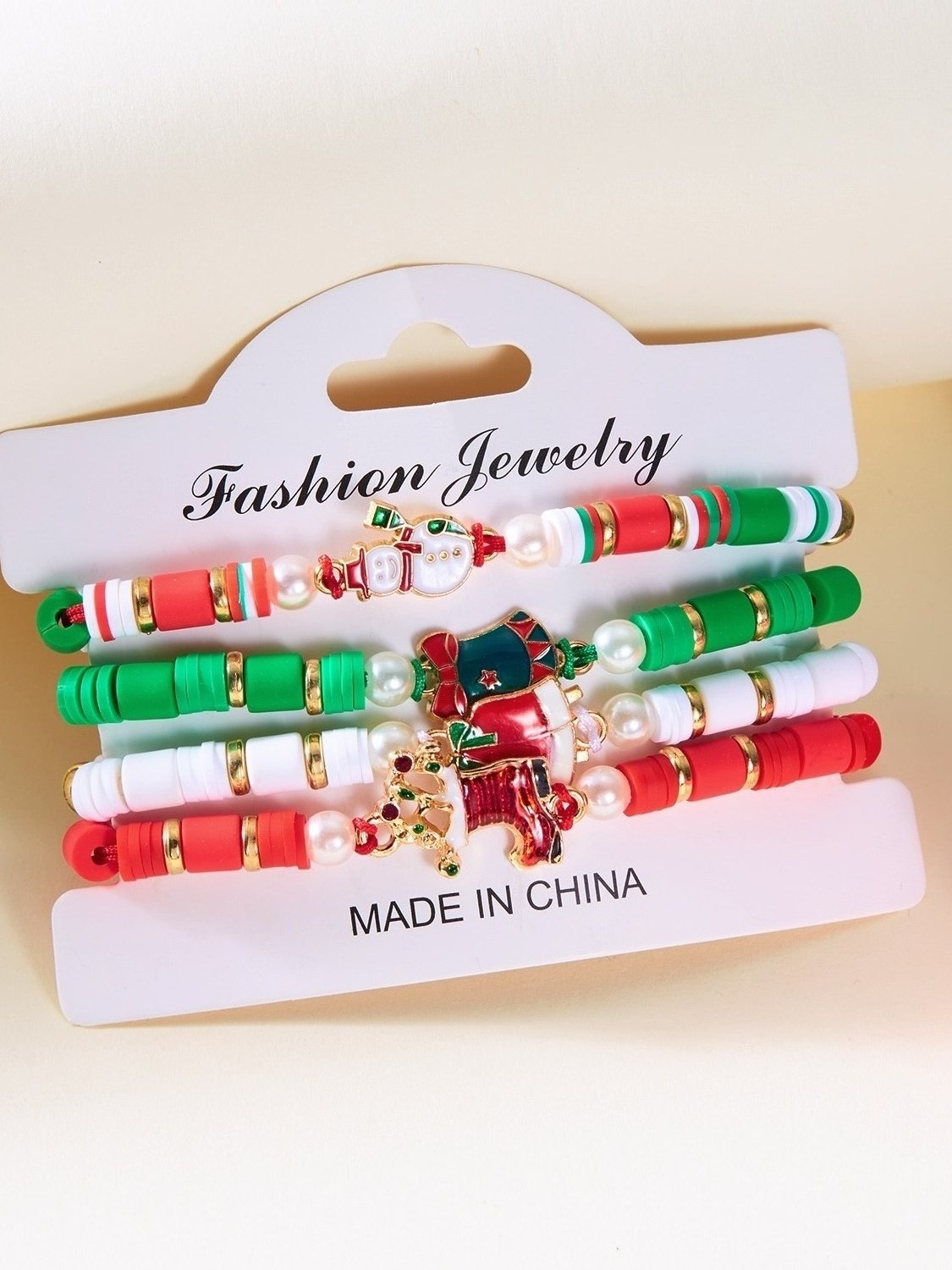 Weihnachten Polymer-Ton Armband Weihnachten Bunt Weihnachtsmann Schneeflocke Schneemann Armband Weihnachten Armband Set