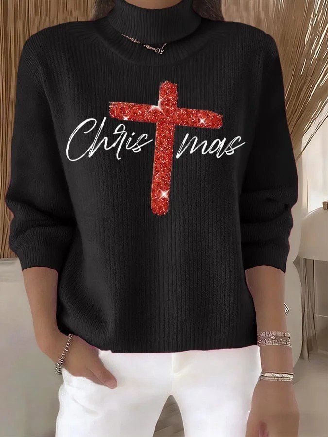 Damen Weihnachten Langarm Bequem Retro Pullover
