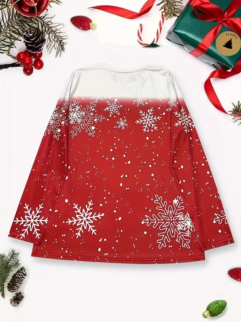 Lässig Weihnachtsschneemann Rundhals Langarm T-Shirt