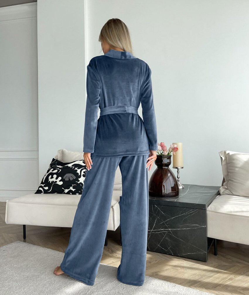 Damen Unifarben Zweiteiliges Set Täglich Langarm Lässig Frühling/Herbst Bluse mit Hose Matching Set