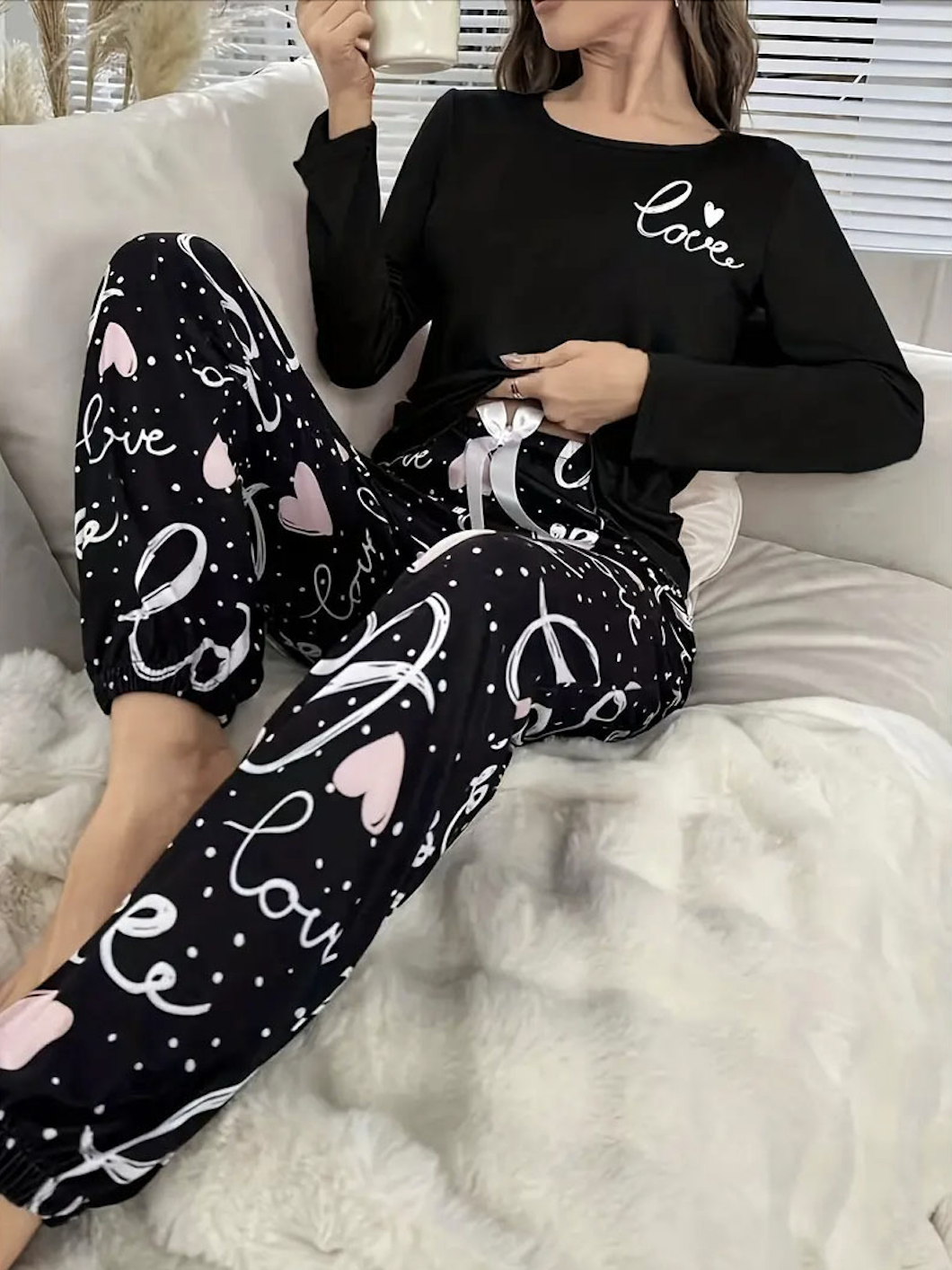 Damen Geometrisch Zweiteiliges Set Täglich Langarm Lässig Frühling/Herbst Bluse mit Hose Matching Set