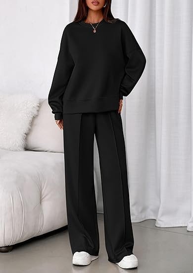 Damen Unifarben Zweiteiliges Set Täglich Langarm Lässig Frühling/Herbst Bluse mit Hose Matching Set