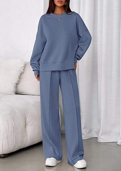 Damen Unifarben Zweiteiliges Set Täglich Langarm Lässig Frühling/Herbst Bluse mit Hose Matching Set