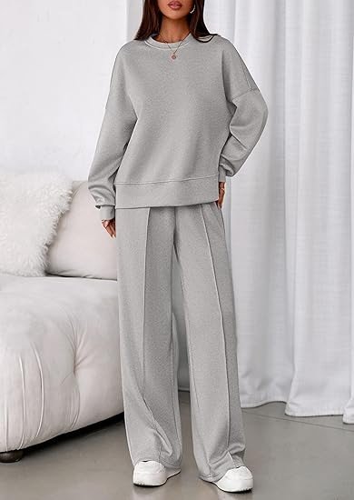 Damen Unifarben Zweiteiliges Set Täglich Langarm Lässig Frühling/Herbst Bluse mit Hose Matching Set