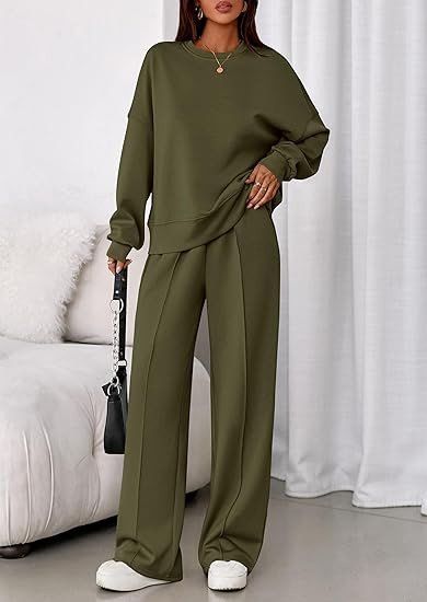 Damen Unifarben Zweiteiliges Set Täglich Langarm Lässig Frühling/Herbst Bluse mit Hose Matching Set