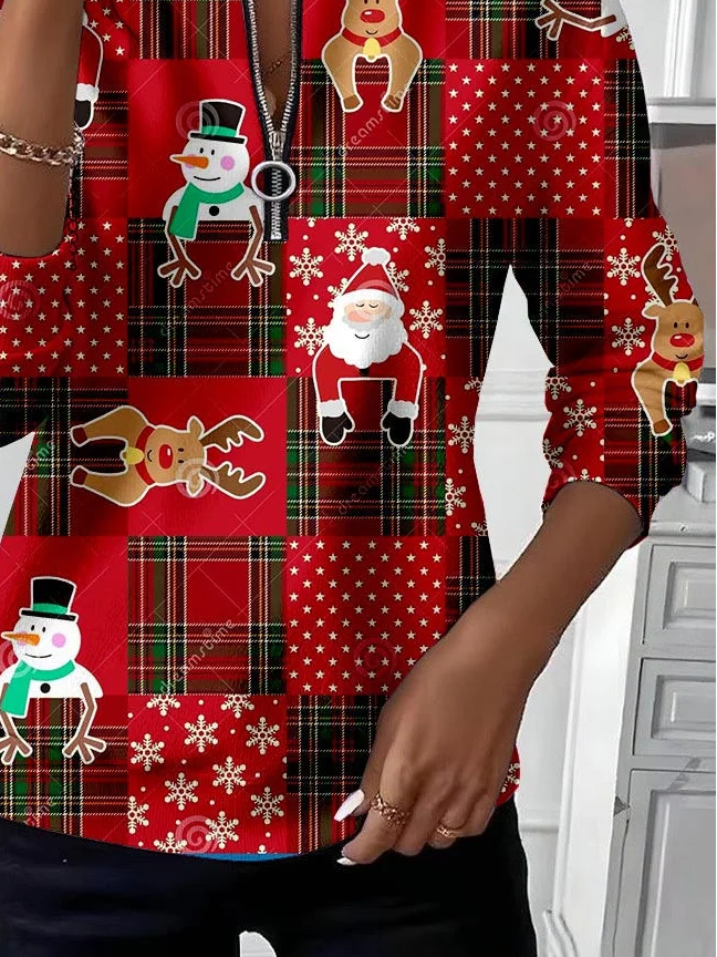 Lässig Rundhals Weihnachten Sweatshirt Print
