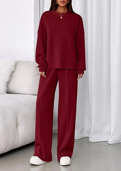 Damen Unifarben Zweiteiliges Set Täglich Langarm Lässig Frühling/Herbst Bluse mit Hose Matching Set