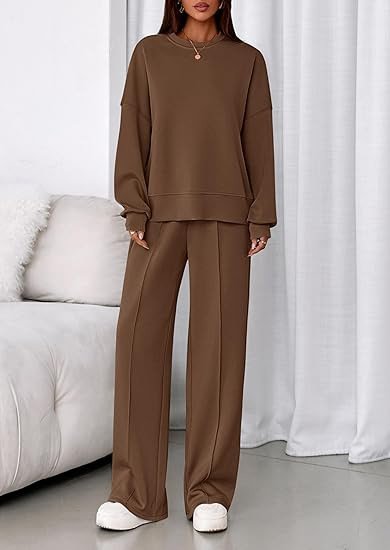 Damen Unifarben Zweiteiliges Set Täglich Langarm Lässig Frühling/Herbst Bluse mit Hose Matching Set