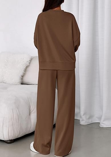 Damen Unifarben Zweiteiliges Set Täglich Langarm Lässig Frühling/Herbst Bluse mit Hose Matching Set