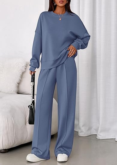 Damen Unifarben Zweiteiliges Set Täglich Langarm Lässig Frühling/Herbst Bluse mit Hose Matching Set