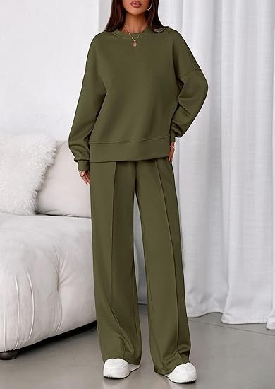 Damen Unifarben Zweiteiliges Set Täglich Langarm Lässig Frühling/Herbst Bluse mit Hose Matching Set