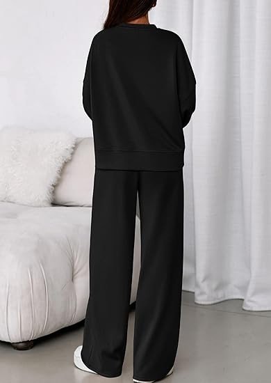 Damen Unifarben Zweiteiliges Set Täglich Langarm Lässig Frühling/Herbst Bluse mit Hose Matching Set