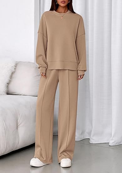 Damen Unifarben Zweiteiliges Set Täglich Langarm Lässig Frühling/Herbst Bluse mit Hose Matching Set
