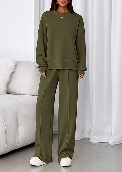 Damen Unifarben Zweiteiliges Set Täglich Langarm Lässig Frühling/Herbst Bluse mit Hose Matching Set