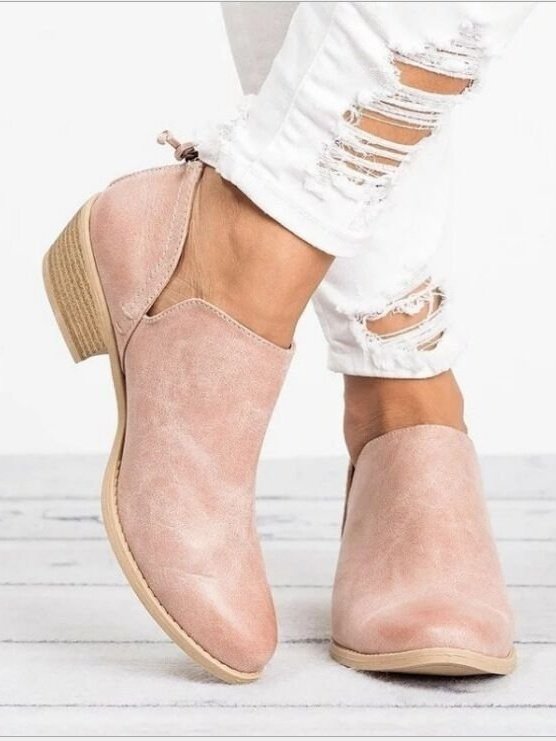 Retro Unifarben Reißverschluss Niedrig Klassische Stiefel Nahtverarbeitung