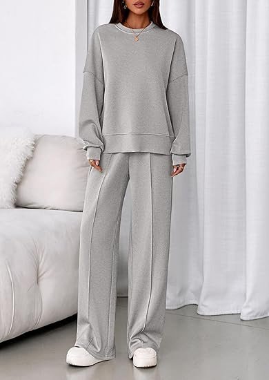 Damen Unifarben Zweiteiliges Set Täglich Langarm Lässig Frühling/Herbst Bluse mit Hose Matching Set