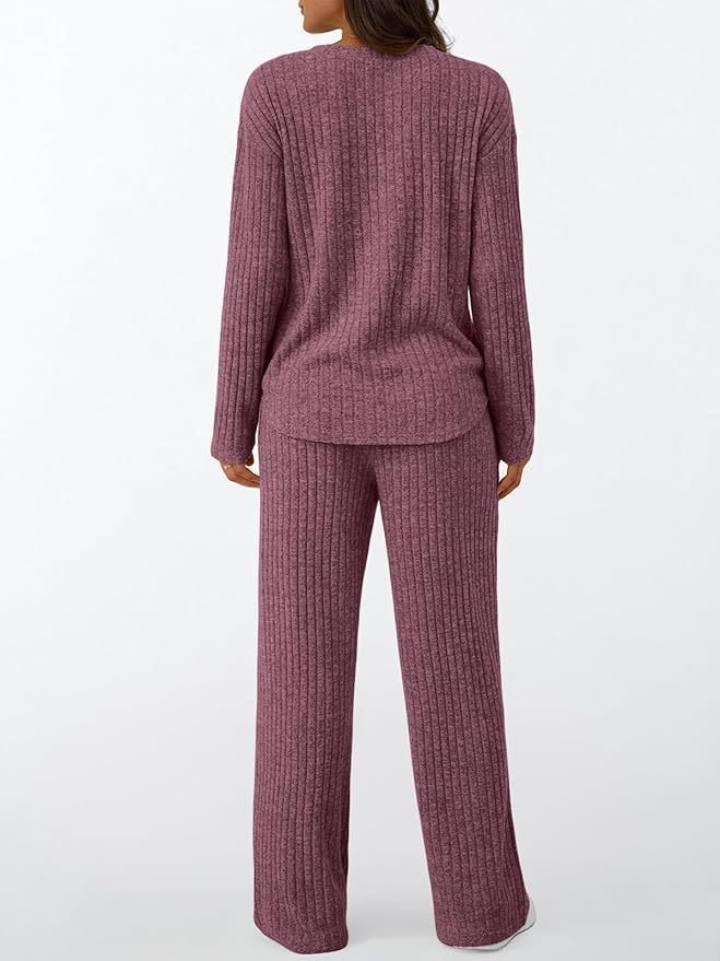 Damen Unifarben Zweiteiliges Set Täglich Langarm Lässig Frühling/Herbst Bluse mit Hose Matching Set