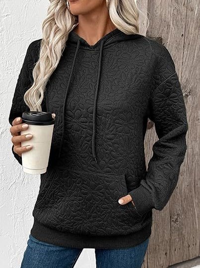 Lässig Kapuze Geblümt Sweatshirt Jacquard