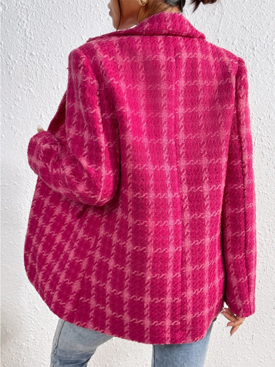 Damen Geometrisch Frühling/Herbst Oberbekleidung Lässig Langarm Schalkragen Mittellang Blazer