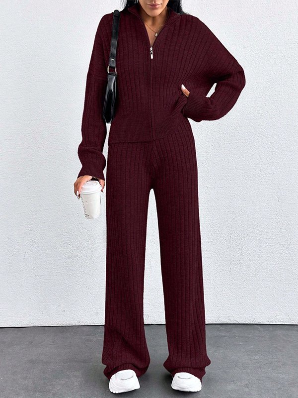 Damen Unifarben Zweiteiliges Set Täglich Langarm Lässig Frühling/Herbst Bluse mit Hose Matching Set
