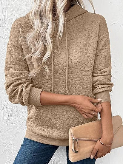 Lässig Kapuze Geblümt Sweatshirt Jacquard