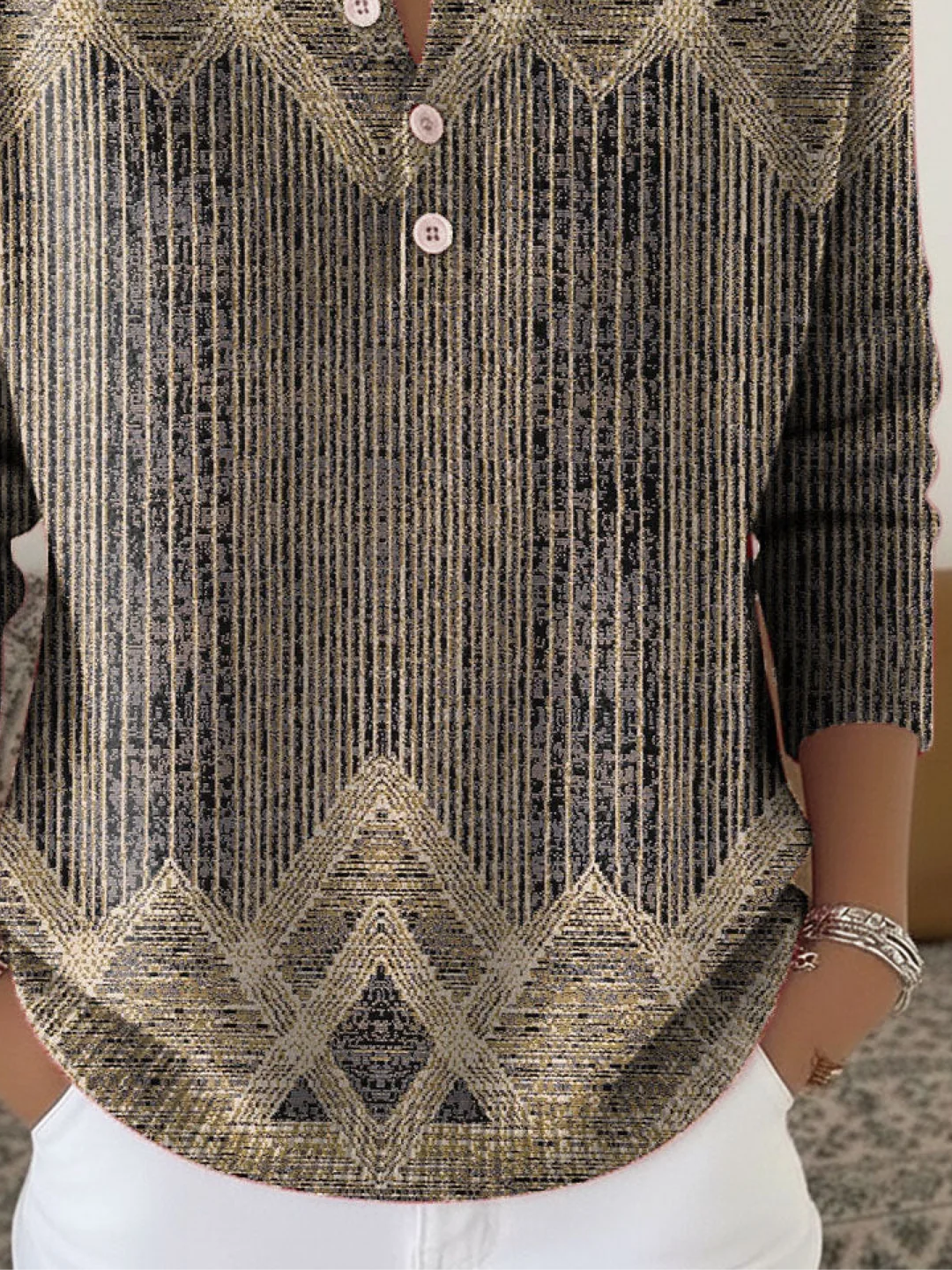 Retro Weit Verlaufsmuster Stricken Oberteile