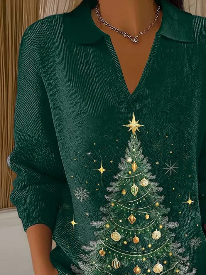 Damen Weihnachten Langarm Bequem Lässig Print Pullover