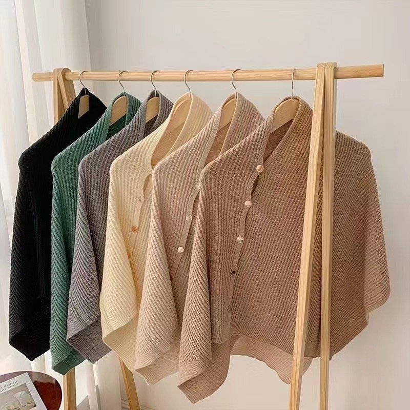 Einfach Weit Wollmischung Asymmetrisch Ausschnitt Poncho