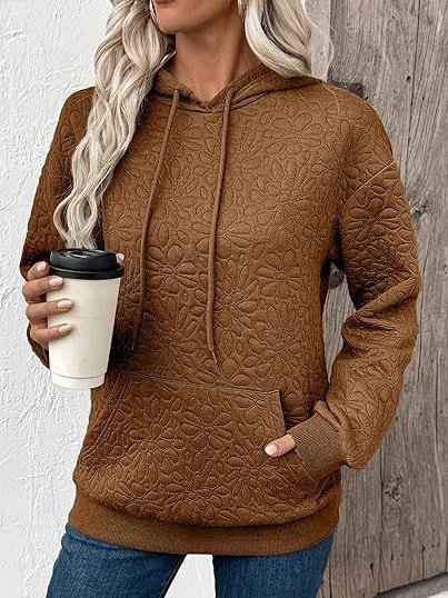 Lässig Kapuze Geblümt Sweatshirt Jacquard