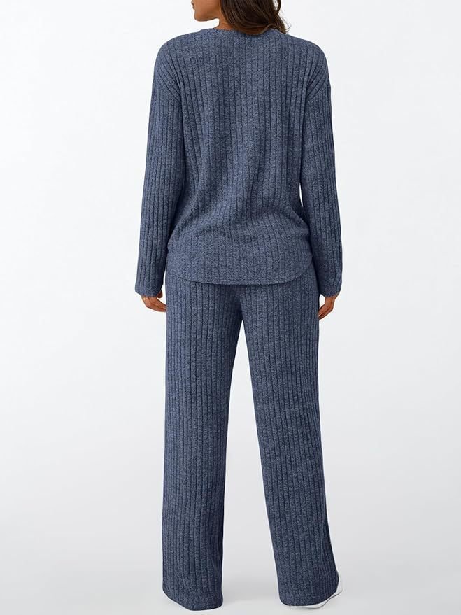 Damen Unifarben Zweiteiliges Set Täglich Langarm Lässig Frühling/Herbst Bluse mit Hose Matching Set