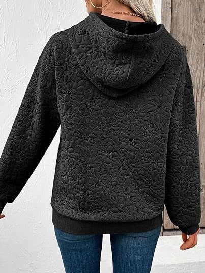 Lässig Kapuze Geblümt Sweatshirt Jacquard